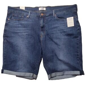LEVIS DENIZEN Mid-Rise 9" Denim Blue Jean Bermuda Shorts - Women Size 24W NEW